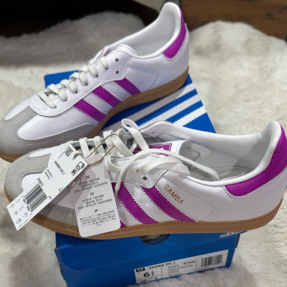 adidas Samba White with Purple Accents Women's Sneakers